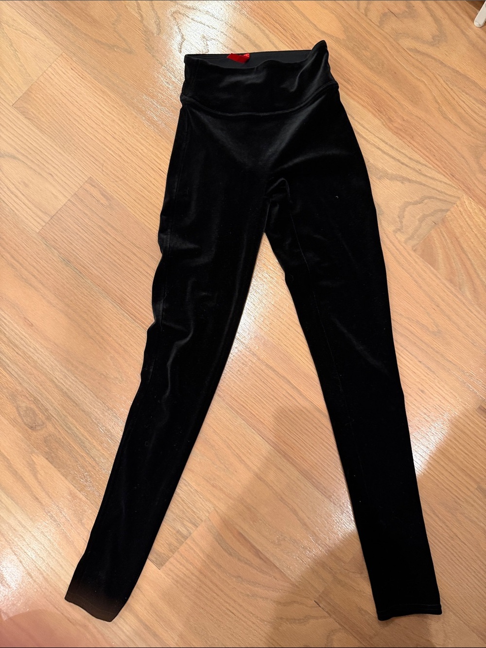 SPANX Black Velvet High-Waist Leggings